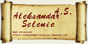 Aleksandar Selenić vizit kartica